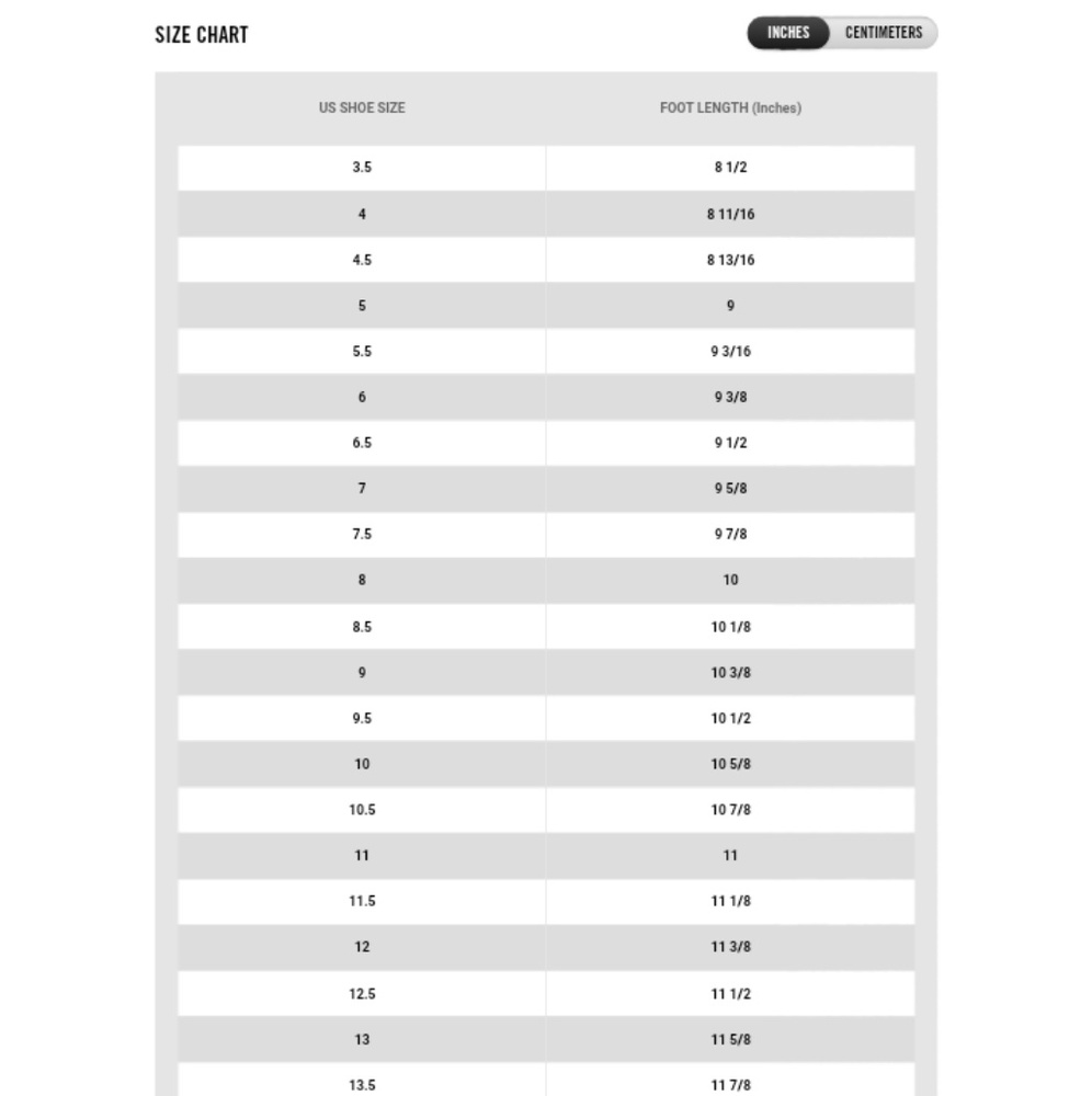 Nike Size Chart - Picture 5 of 5